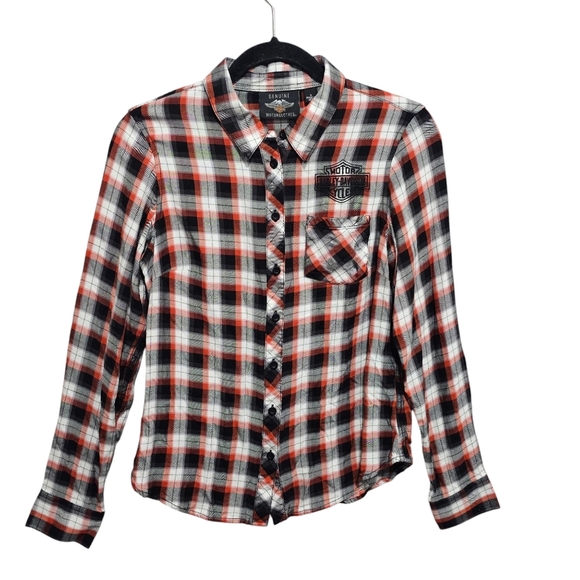 Harley‎ Davidson Bar&Shield Plaid Shirt Women's Size Small - Picture 1 of 8